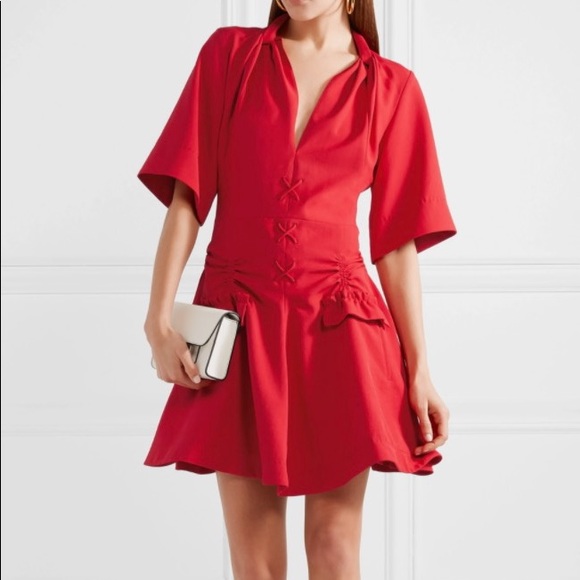 Carven Dresses Carven Red Lace Up Mini Dress Poshmark